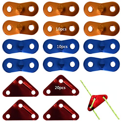 RoadLoo Tensor Cuerda, 40Pcs Ajustador de Guying de Aleación Aluminio Tensión Ajustador del cordón de Guyline Tent Rope Fastener Tensor para Tienda de Camping Senderismo al Aire Libre