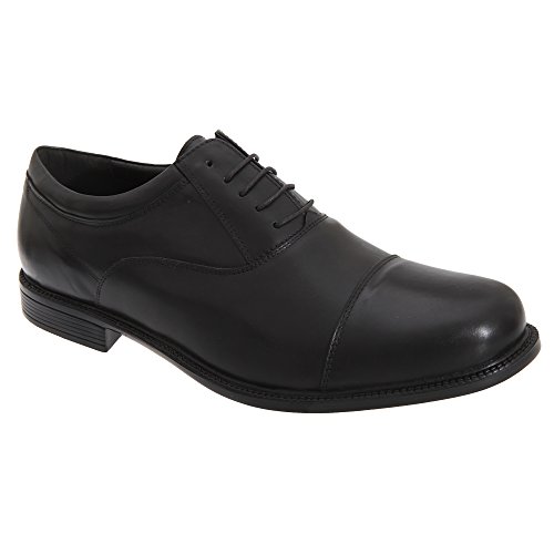 Roamers - Zapatos de Piel Modelo Oxford Capped Apto para pies Anchos Hombre Caballero (48 EUR/Negro)