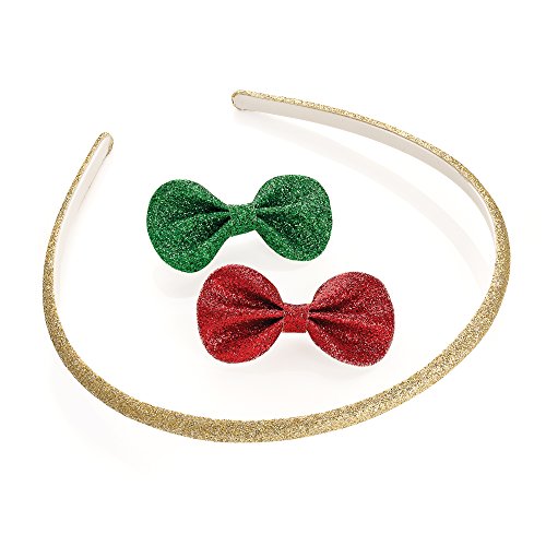 Rojo y verde con purpurina diseño de arco pico Clips y Alice banda de pelo Set Rojo y verde con purpurina diseño de arco pico Clips y Alice banda de pelo Set