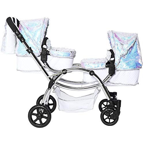 Roma Amy Childs Polly Sparkle Double Twin Dolls Pram 2 in 1 Stroller & Carry Cot - Mermaid 3-16 Years