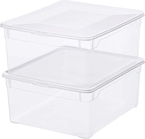Rotho Clear, Juego de 2 cajas de almacenamiento de 18l con tapa, Plástico PP sin BPA, transparente, 2 x 18l 40.0 x 33.5 x 22.0 cm