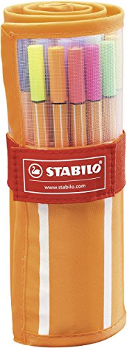 Rotulador punta fina STABILO point 88 - Estuche premium de tela Rollerset con 30 colores