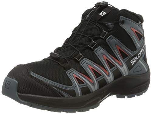 Salomon XA Pro 3D Mid CSWP J, Zapatillas de Senderismo Unisex Niños, Negro/Naranja (Black/Stormy Weather/Cherry Tomato), 34 EU