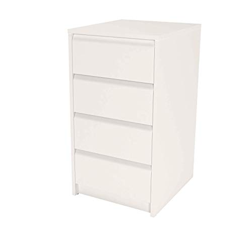 Samblo Kai - Cajonera de melamina con 4 cajones , Blanco, 45 x 40 x 73 cm