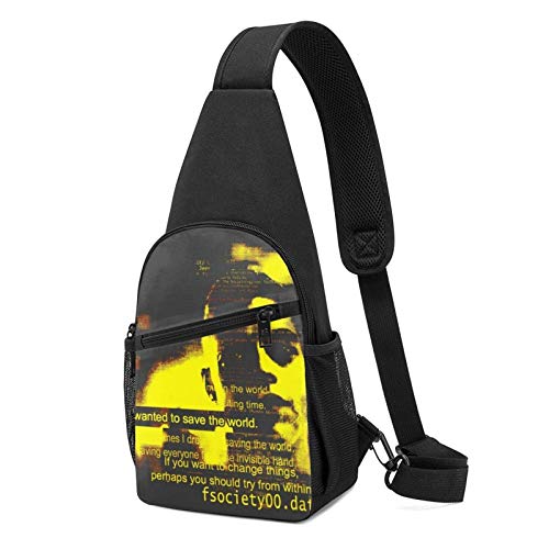 Save The World Mr Robot Sling Mochila bandolera negra Crossbody Daypack Casual Mochila para viajes, senderismo, ciclismo, camping para mujeres y hombres