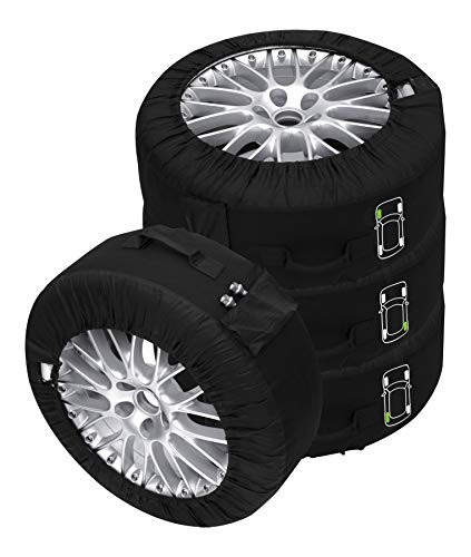 Set de fundas para neumáticos, 4 unidades, color negro Aptas para cualquier tipo de neumático de hasta 245 mm (14-18")
