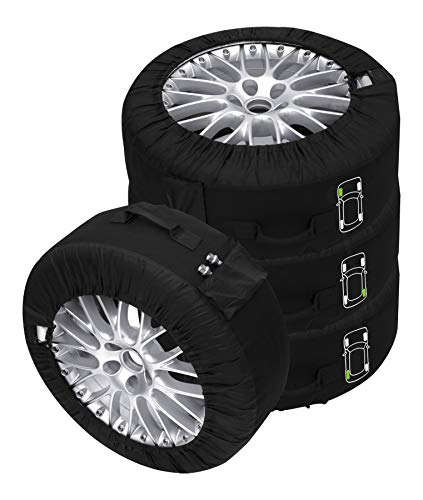 Set de fundas para neumáticos, 4 unidades, color negro Aptas para cualquier tipo de neumático de hasta 245 mm (14-18") Set de fundas para neumáticos, 4 unidades, color negro Aptas para cualquier tipo de neumático de hasta 245 mm (14-18")