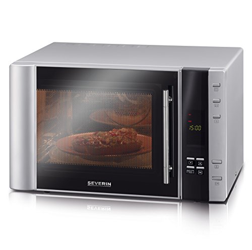 Severin MW 7825 Microondas con grill y convección incluye 2 resistencias, 900 W, Plata y negro