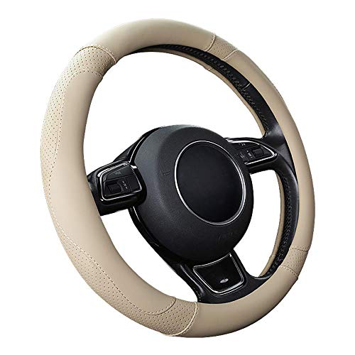 SFONIA Cubierta del Volante Fundas para Volante de Cuero del Microfibra Universal 37-38cm / 15" Antideslizante Transpirable Durable (Color Beige)