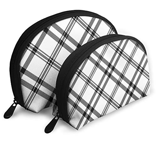 Simple negro y blanco celosía antigua bolsa de belleza con cremallera organizador de artículos de tocador de viaje bolsa de embrague bolsa portátil bolsa de embrague bolsa de almacenamiento