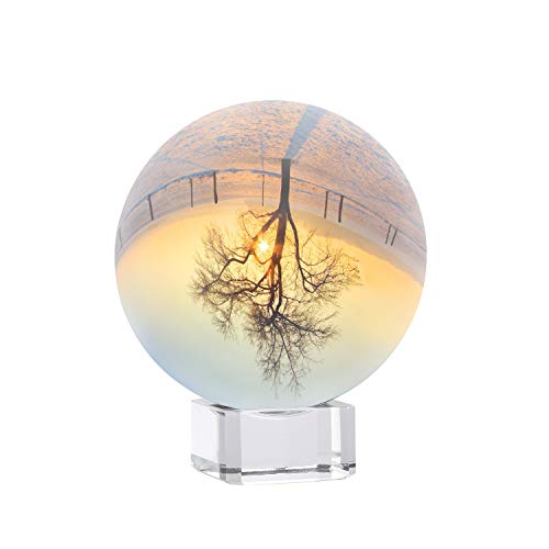 Siumir K9 Bola de Cristal Bola de Vidrio Transparente 80 mm Bola de Lente con Soporte para Decoración, Meditación, Fotografía (80)