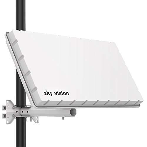 Sky Vision Flat H39 D2 - Antena parabólica con Doble LNB (Antena Plana para 2 participantes, Antena satélite Plana con Soporte para Pared o mástil, Apta para Astra, Hotbird), Color Blanco