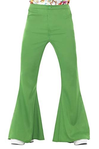 Smiffys-44905L Pantalones Acampanados años 60, para Hombre, Color Verde, L-Tamaño 42"-44" (Smiffy'S 44905L)