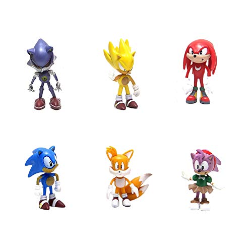 smileh Sonic Cake Topper Figuras Sonic The Hedgehog Figuras Decoración Para Tarta Sonic Shadow Tails Mini Figuras Set 6 Piezas