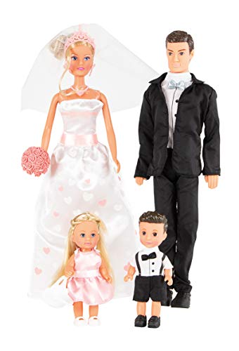 Smoby- Steffi Love-Famille Mariage-Coffret Poupées Mannequins-Robe de Mariée + Costume Caja de muñecas, Color Blanco (Simba 7/105733376)