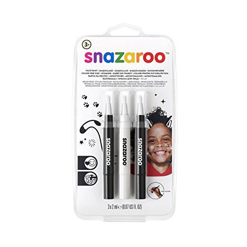 Snazaroo Set de 3 Rotuladores de Maquillaje, color blanco y negro (x2) , color/modelo surtido