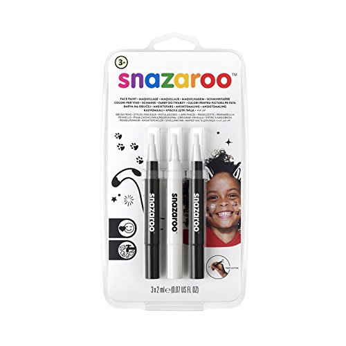 Snazaroo Set de 3 Rotuladores de Maquillaje, color blanco y negro (x2) , color/modelo surtido Snazaroo Set de 3 Rotuladores de Maquillaje, color blanco y negro (x2) , color/modelo surtido