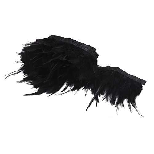 SODIAL(R) Aprox. 33 pulgadas hecha a mano la pluma del gallo fanilloe recorte para coser manualidades decoracion ---, color negro