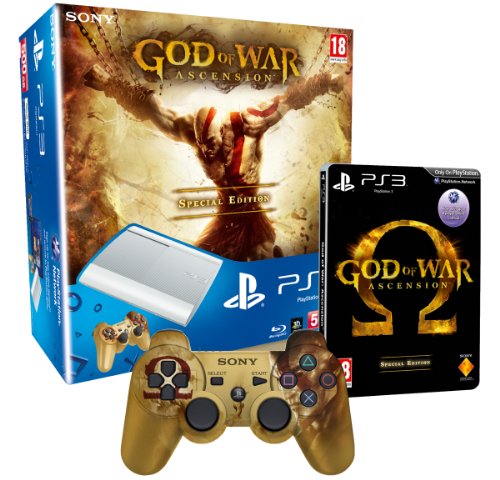 Sony Playstation 3 Limited Edition White 500Gb Super Slim Console With God Of War Ascension Special Edition And Branded Dualshock 3 Controller (PS3) [Importación Inglesa]