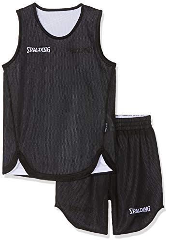 Spalding Doubleface Kids Set, Conjunto reversible camiseta y pantalones de baloncesto para Unisex-Niños, Negro/Blanco (Black/White), XS(152)