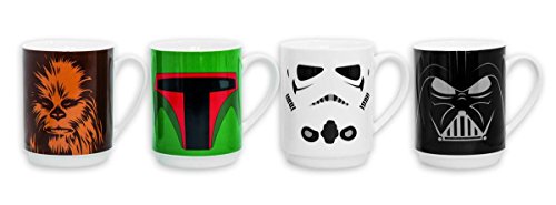 Star Wars Juego de Tazas Darth Vader - Stormtroopers - Boba Fett - Chewbacca - Caja de Regalo - Set de 4 tazónes La Guerra de Las Galaxias Gift Box