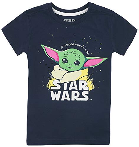 Star Wars The Mandalorian - Baby Yoda Unisex Camiseta Azul Oscuro 122/128, 100% algodón,