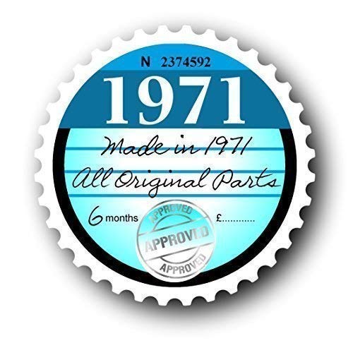 Sticar-It Ltd Retro 1971 Pegatina Impuesto Recambio Vintage Clásico Adhesivo Vinilo para Auto Placa 75x75mm Aprox.