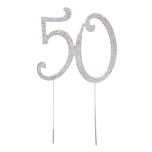 STOBOK Decoración para tarta con 50 número para 50 aniversario de boda, color plateado