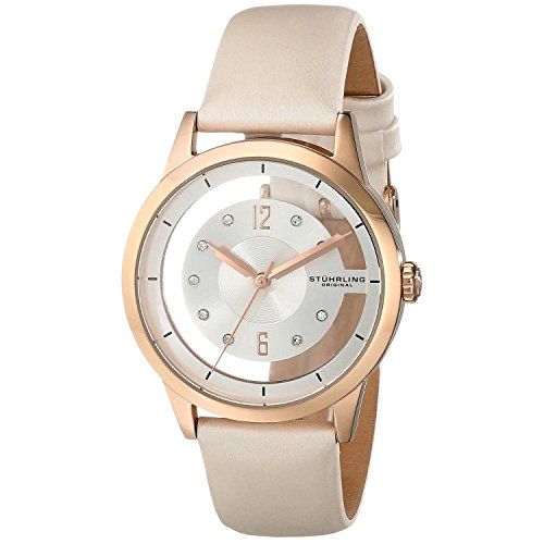 Stuhrling Original Winchester 946L Women's Quartz Watch with White Dial Analogue Display and Off-White Leather Strap 946L. 02