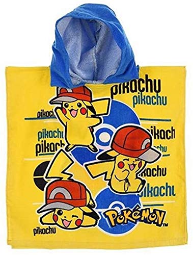 Suncity Poncho Toalla Playa Piscina BAÑO con Capucha Pikachu Pokemon 100x50cm