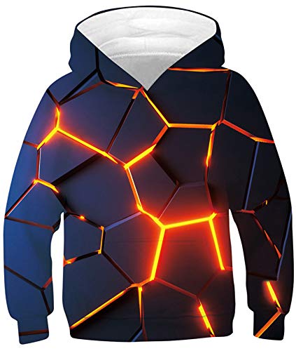 SunFocus Sudaderas con Capucha para niños de 12 años con Estampado 3D gráfico de Manga Larga con Capucha y Bolsillo para Viajes de Vacaciones L