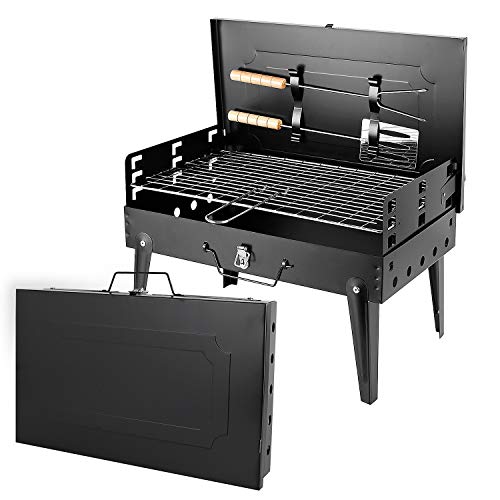 SunJas Barbacoa Portátil Barbacoa de Carbón con Pies Plegable BBQ Barbacoa Asador al Aire Libre para Jardin, Picnic, Acampadas, Camping - Color Negro (4-6 Personas) SunJas Barbacoa Portátil Barbacoa de Carbón con Pies Plegable BBQ Barbacoa Asador al Aire Libre para Jardin, Picnic, Acampadas, Camping - Color Negro (4-6 Personas)