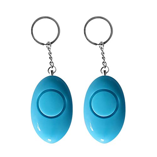 Sunlera La Forma del Huevo Personal LED de Alarma de Seguridad Intermitente Anillos llaveros para Las Mujeres la Noche la autodefensa (Blue*2)