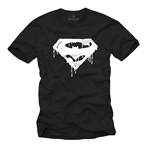 Superheroe - Camiseta Negra Hombre - Superman Batman XXXL