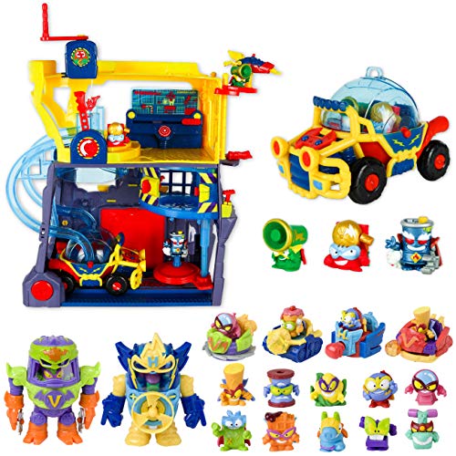 SuperThings Power Machines – Sede Superhéroes y Pack Sorpresa 16 Sets | Contiene Sede SuperThings, 10 Sobres One Pack, 4 Power Jet y 2 PowerBot | Juguetes y Regalos para Niños Cumpleaños