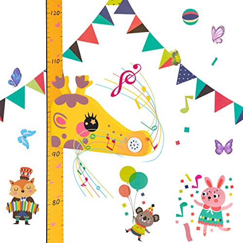Surplex Gráfico de crecimiento giraffa 3D, EVA Magnético Móvil Extraíble Medidor de Altura Infantil, Musical, Pegatina Decorativa Infantil Adhesiva Para Pared Dibujos Animados Con Regla