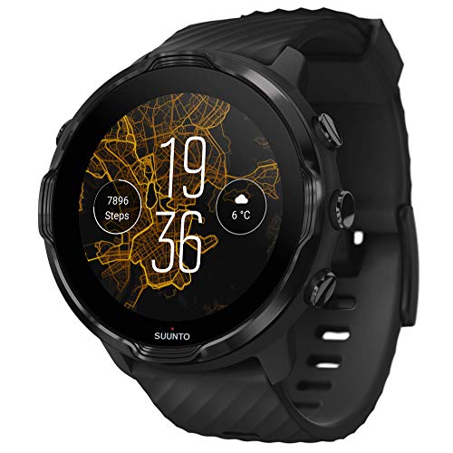 Suunto 7, Smartwatch para deporte y fitness, Unisex, Negro, Acero/Poliamida, Correa de silicona, Pantalla táctil, Gorilla Glass, SS050378000​