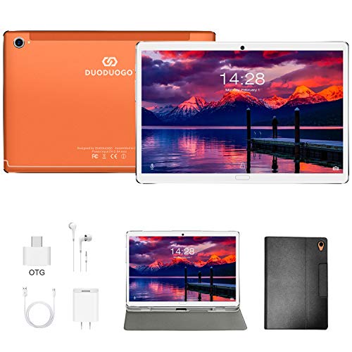 Tablet 10.8 Pulgadas, Diez núcleos 4GB de RAM y 64 GB/512GB ROM 5G WiFi Tableta Android Resolución 2560 * 1600, Certificación Google GMS, Dobles SIM, GPS, Tablet 10.8" Baratas y Buenas (Naranja)