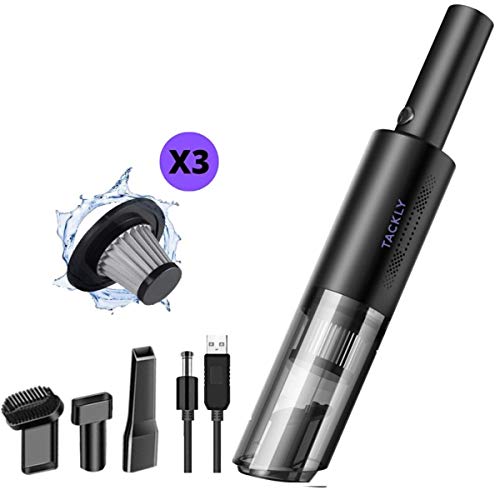 TACKLY Aspirador Coche de Mano sin Cable Potente con filtros de Recambio – Aspiradora Mini sin Bolsa portátil – máquina Limpia tapicerías Asientos – Uso para Coche hogar Oficina Local TACKLY Aspirador Coche de Mano sin Cable Potente con filtros de Recambio – Aspiradora Mini sin Bolsa portátil – máquina Limpia tapicerías Asientos – Uso para Coche hogar Oficina Local