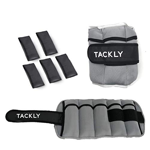 TACKLY Pesas para tobillos y muñecas 1 a 4 kg convertibles con banda reflectante- Tobilleras con peso - Lastres tobillos pesas para piernas