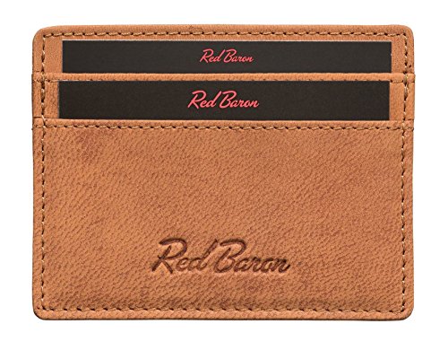 Tarjeta de crédito para Hombre Piel de Cabra authéntica marrón Red Baron RB-CC-001-02