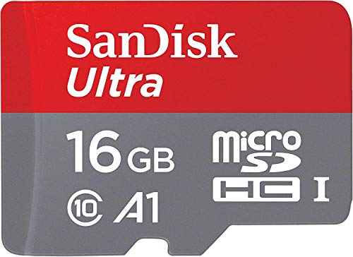 Tarjeta de Memoria SanDisk Ultra Android microSDHC UHS-I de 16 GB con Adaptador SD, Velocidad de Lectura hasta 98 MB/s, Clase 10, U1 y A1