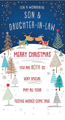 Tarjeta de Navidad con personaje para hijo y cuñada, 9 x 5 pulgadas – Piccadilly Greetings