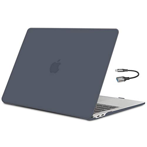 TECOOL Funda para MacBook Air 13 Pulgadas 2018 2019 2020 (Modelo: A2337 M1/A2179/A1932), Cubierta de Plástico Dura Case Carcasa y Adaptador USB C para Nuevo MacBook Air 13 con Touch ID - Negro Claro