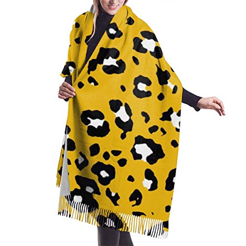Tengyuntong Bufanda de mantón Mujer Chales para, Bufanda de pashmina para mujer, chal de lana con tacto de cachemira suave extra grande de leopardo marrón para mujer