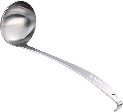 TENTA KITCHEN 3oz/85ml Stainless Steel Small Soup Ladle Spoon,11.5"x 3.6" – One-Piece Professional Ladle with Hook and Hole For Convenient Hanging