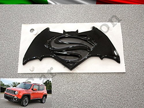 Texto con escudo, logotipo de Batman vs. Superman: «El amanecer de la justicia» para Jeep Renegade trasero, original, color negro
