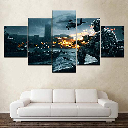 The Battlefield 4 Game 5 Piece Wallpapers Modern Modular Poster Art Canvas Canvas para Living Room Home Decor 10x15/20/25cm Sin Marco