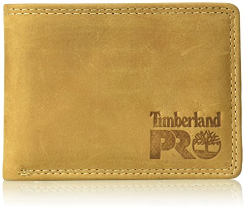 Timberland PRO Leather RFID Wallet with Removable Flip Pocket Card Carrier Billetera, Trigo/Pullman, Talla única para Hombre