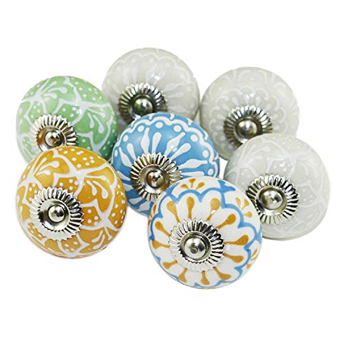Tiradores Vintage de Cerámica 7 piezas Pomos y Tiradores de Muebles 40mm Pomos para Puertas,Armarios de Cocina,Cajones y Comodas Blanco/Verde/Azul/Amarillo Tiradores Vintage de Cerámica 7 piezas Pomos y Tiradores de Muebles 40mm Pomos para Puertas,Armarios de Cocina,Cajones y Comodas Blanco/Verde/Azul/Amarillo